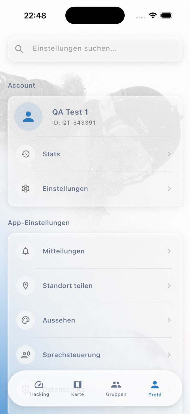 The X-Shred profile view on an iPhone